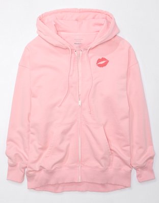 AE x Mean Girls Oversized Zip-Up Pink Hoodie