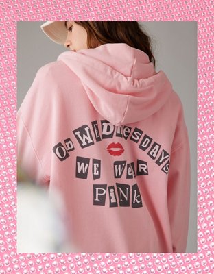 AE x Mean Girls Oversized Zip Up Pink Hoodie