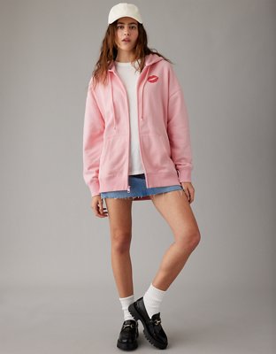 AE x Mean Girls Oversized Zip-Up Pink Hoodie