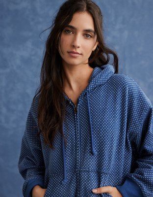 AE x Aerie Match Made Denim Zip-Up Hoodie