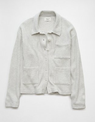 AE Fleece Waffle Button-Up Shirt