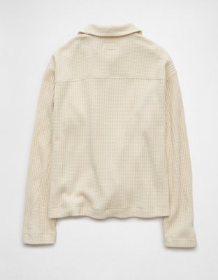 AE Fleece Waffle Button-Up Sweatshirt