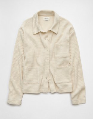 AE Fleece Waffle Button-Up Sweatshirt