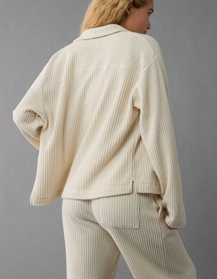Женские худи American Eagle AE Fleece Waffle Button-Up Sweatshirt — фото 4