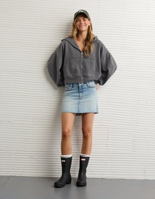 AE Everyday Luxe Barrel Sleeve Full Zip Hoodie