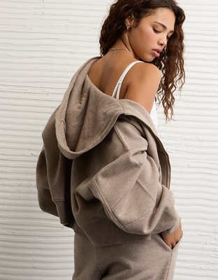 AE Everyday Luxe Double-Zip Balloon Sleeve Hoodie | American Eagle