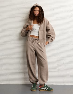 AE Everyday Luxe Barrel Sleeve Full Zip Hoodie