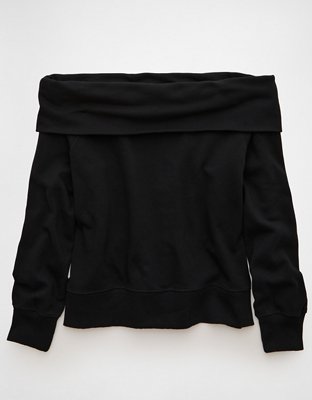 トップス dich henderson OFF SHOULDER SWEAT BLACK Hatant Womens Off the Shoulder Oversized Sweatshirts One