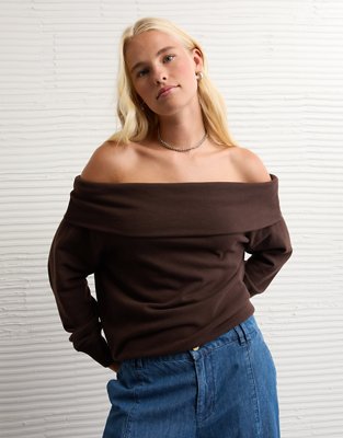 AE Foldover Off-The-Shoulder Sweatshirt
