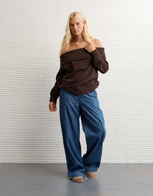 AE Foldover Off-The-Shoulder Sweatshirt