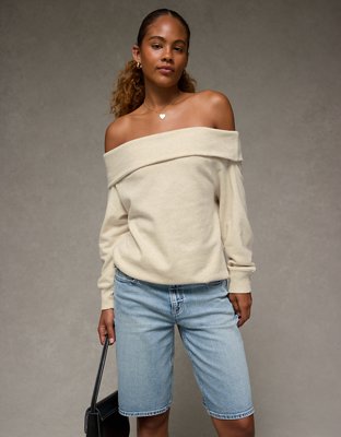 トップス celon off shoulder sweat Ladies' Autumn Necked Off Shoulder Sweatshirt Pocket Sleeve