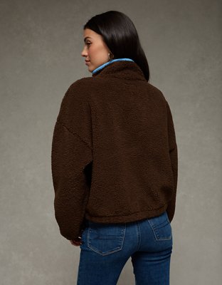 AE Relaxed Sherpa Fleece Henley Sweatshirt