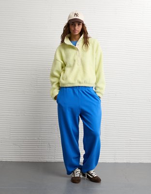 AE Relaxed Sherpa Fleece Henley Sweatshirt