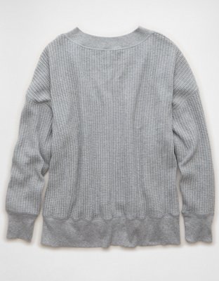 AE Big Hug V-Neck Waffle Sweatshirt