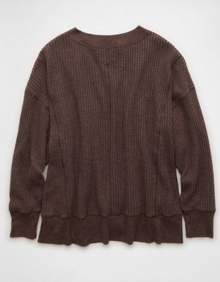AE Big Hug V-Neck Waffle Sweatshirt