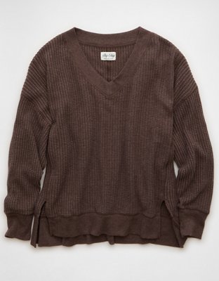AE Big Hug V-Neck Waffle Sweatshirt