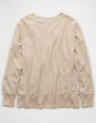 AE Big Hug V-Neck Waffle Sweatshirt