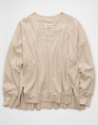 AE Big Hug V-Neck Waffle Sweatshirt