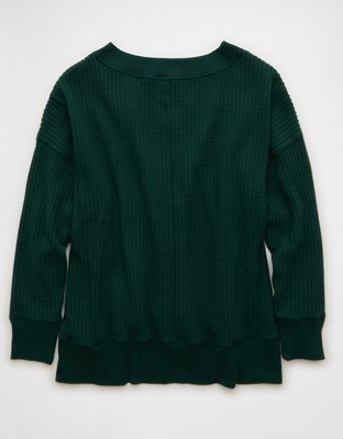 AE Big Hug V-Neck Waffle Sweatshirt