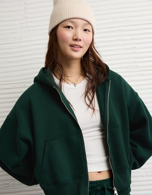 AE Everyday Luxe Barrel Sleeve Full Zip Hoodie