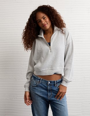 AE Half-Zip Waffle Fleece Sweatshirt | American Eagle