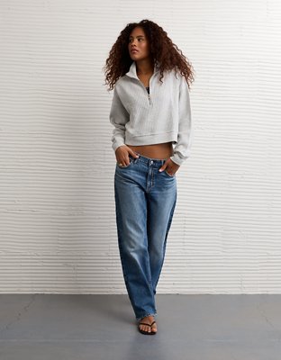 AE Half-Zip Waffle Fleece Sweatshirt | American Eagle
