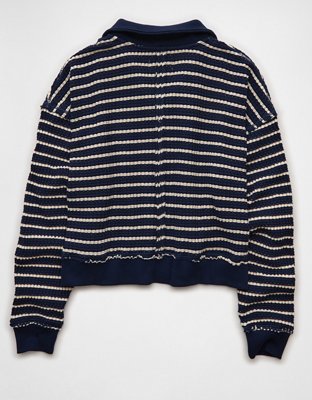 トップス C.E STRIPE LOOSE WAFFLE KNIT AE Half-Zip Waffle Fleece Sweatshirt | American Eagle