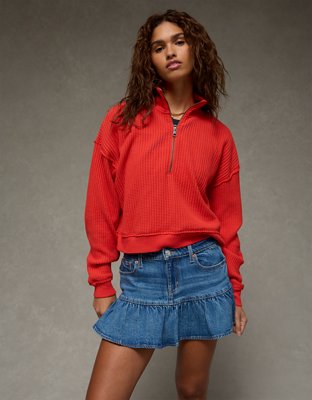 AE Half-Zip Waffle Fleece Sweatshirt | American Eagle