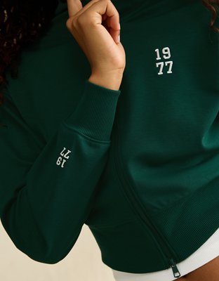 Женская куртка American Eagle AE Graphic Full-Zip Track Jacket, цвет: Зелёный — фото 6