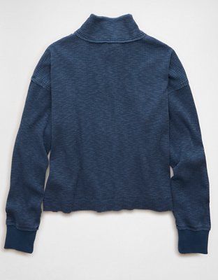 Женская толстовка American Eagle AE Big Hug Quarter-Zip, цвет: Тёмный индиго — фото 4