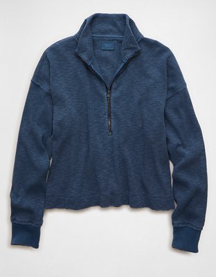 Женская толстовка American Eagle AE Big Hug Quarter-Zip, цвет: Тёмный индиго — фото 3