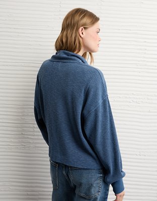 Женская толстовка American Eagle AE Big Hug Quarter-Zip, цвет: Тёмный индиго — фото 2