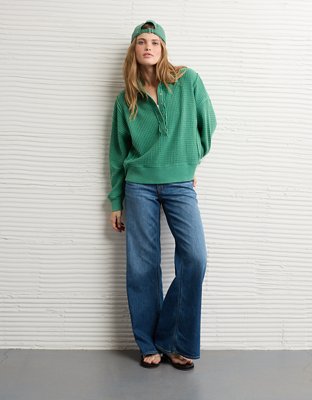 AE Big Hug Waffle Henley Sweatshirt