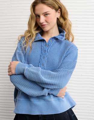 AE Big Hug Waffle Henley Sweatshirt