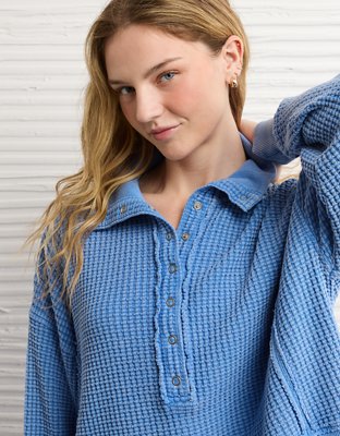 AE Big Hug Waffle Henley Sweatshirt from American Eagle - $62.95
