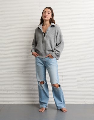 AE Big Hug Waffle Henley Sweatshirt