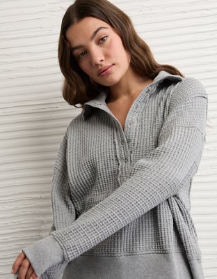 AE Big Hug Waffle Henley Sweatshirt
