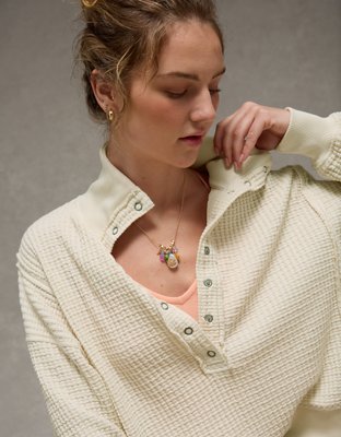 AE Big Hug Waffle Henley Sweatshirt