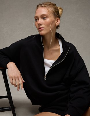 AE Everyday Luxe Quarter Zip Sweatshirt | American Eagle