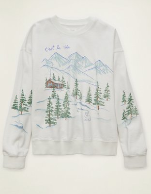 AE Holiday Graphic Crew Neck Sweatshirt