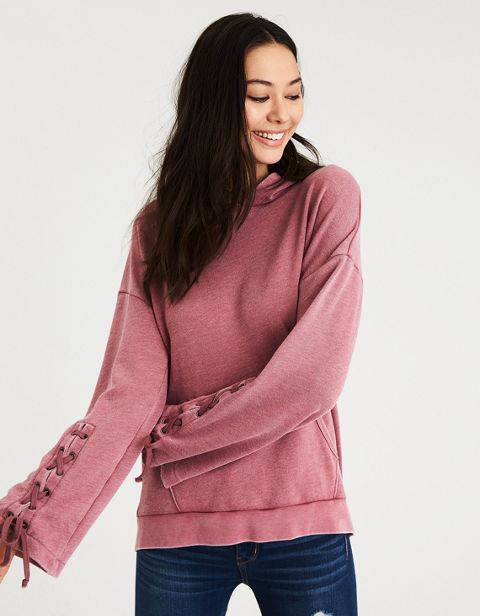 Женские худи American Eagle AE AEO LACE UP COLUMN SLEEVE