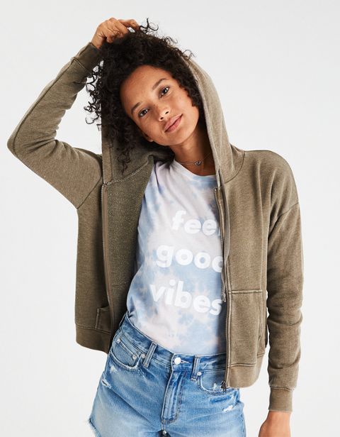 Женские худи American Eagle AE Boxy Full Zip