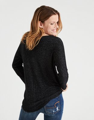 Женские худи American Eagle AE Soft & Sexy Plush Cross Front V-Neck Fleece Sweatshirt — фото 2