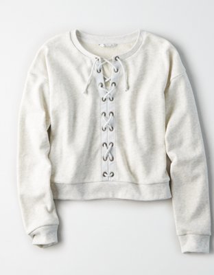 Женские худи American Eagle AE Lace Up Front Crewneck Sweatshirt — фото 3