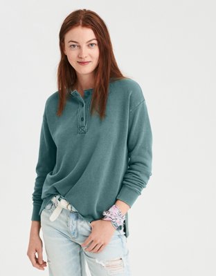 American eagle henley sweatshirt best sale