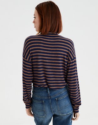 Женские мягкие игрушки American Eagle AE Plush Striped Mock Neck Top — фото 2
