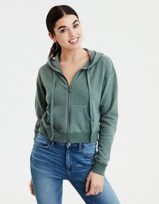 cropped zip up hoodie