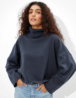 ae fleece oversized turtleneck sweatshirt