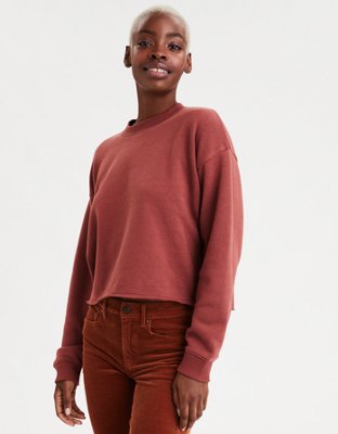 ae fleece cropped crew neck sweatshirt