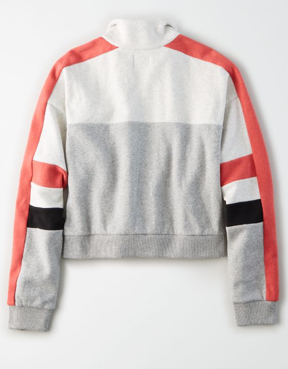 AE Fleece Color Block Zip Up Sweatshirt